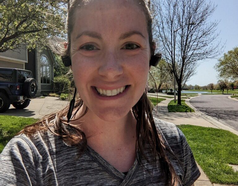 Selfie of Stephanie Redfern in running gear.