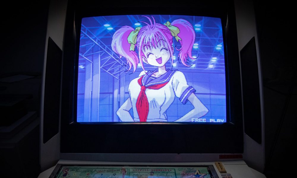 Female anime character displayed on a screen