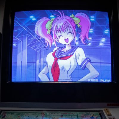 Female anime character displayed on a screen
