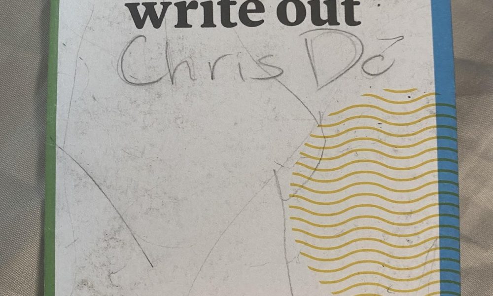 A booklet with the phrase "write out"