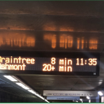 Image of MBTA train departure schedule- Image courtesy of Elizabeth Ablett
