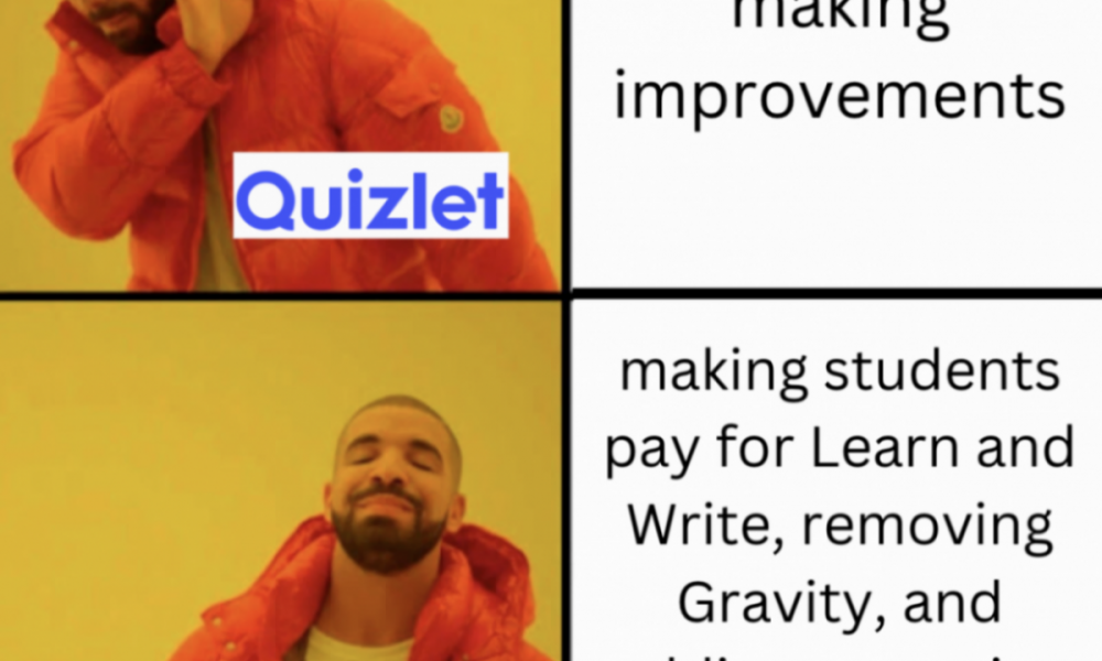 Photo of Drake meme about Quizlet- photo courtesy of author