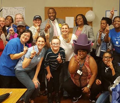 image of bps teachers at holiday party