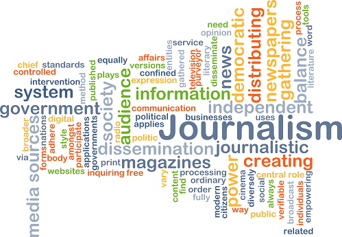 Word cloud illustration of journalism