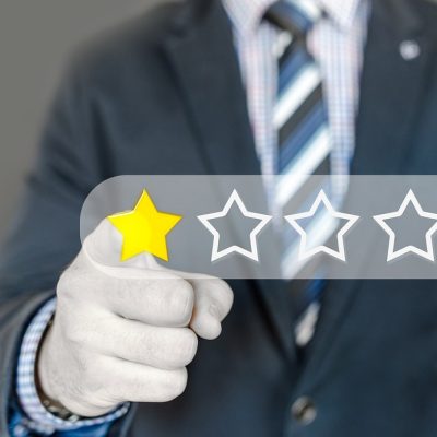 Photo of someone pointing to a one star rating. Photo courtesy of geralt on pixabay.