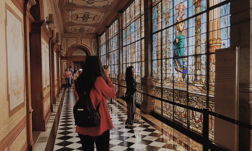 Photo of women admiring art