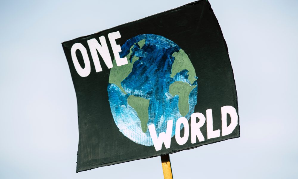 Photo of poster of one world