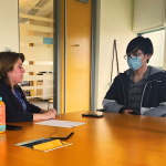 Photo of Superintendent and student