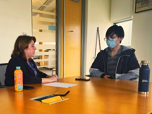 Photo of Superintendent and student