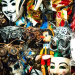 Image of Pinocchio surrounded by other masks