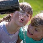 Image of children drinking water from fountain