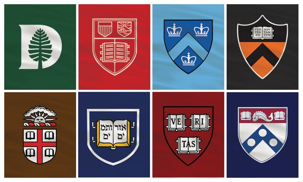 Photo of Ivy League Crests. Photo courtesy of Julia Schorr.