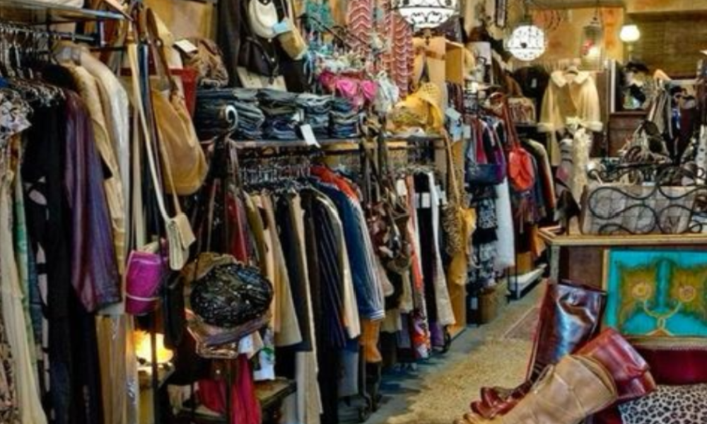 The interior of a thrift store