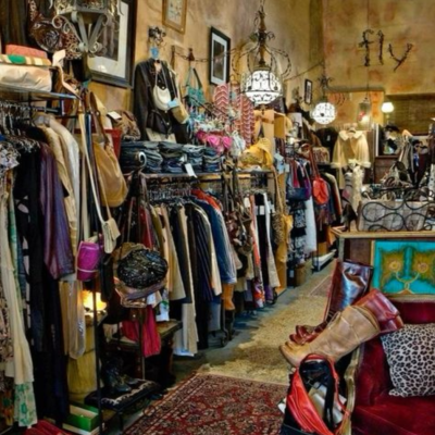 The interior of a thrift store