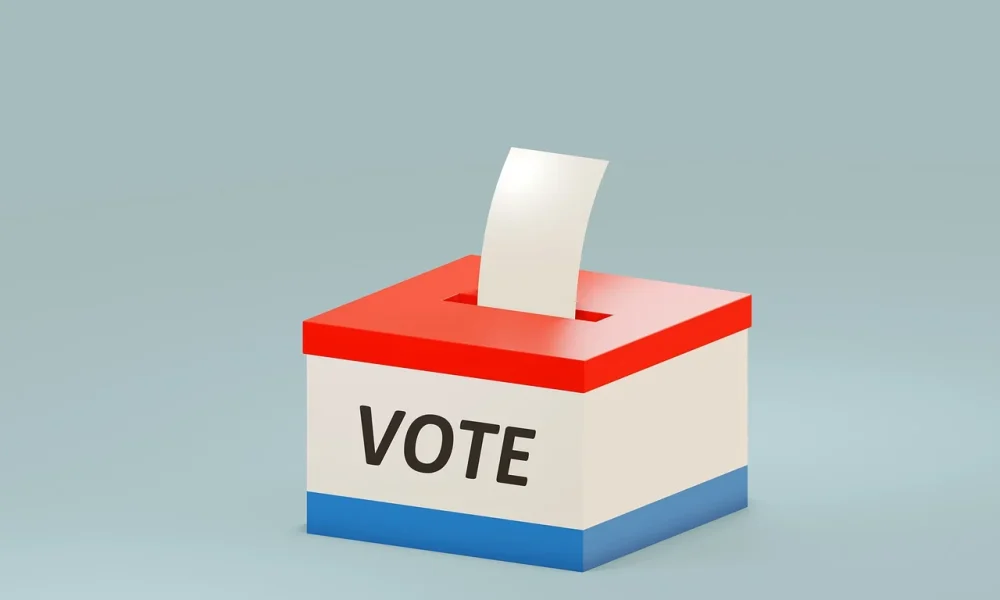 Vector illustration of a voting box and ballot